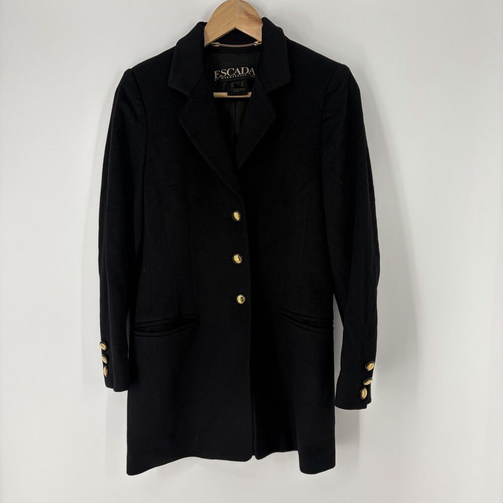 Vintage Escada Blazer Size 34 Womens Black 100% Cashmere Jacket Quiet Luxury